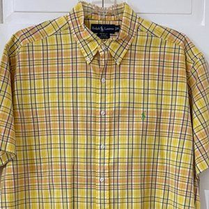Ralph Lauren Shirt Mens XL Blake Plaid Madras Button Up Vintage India Pony